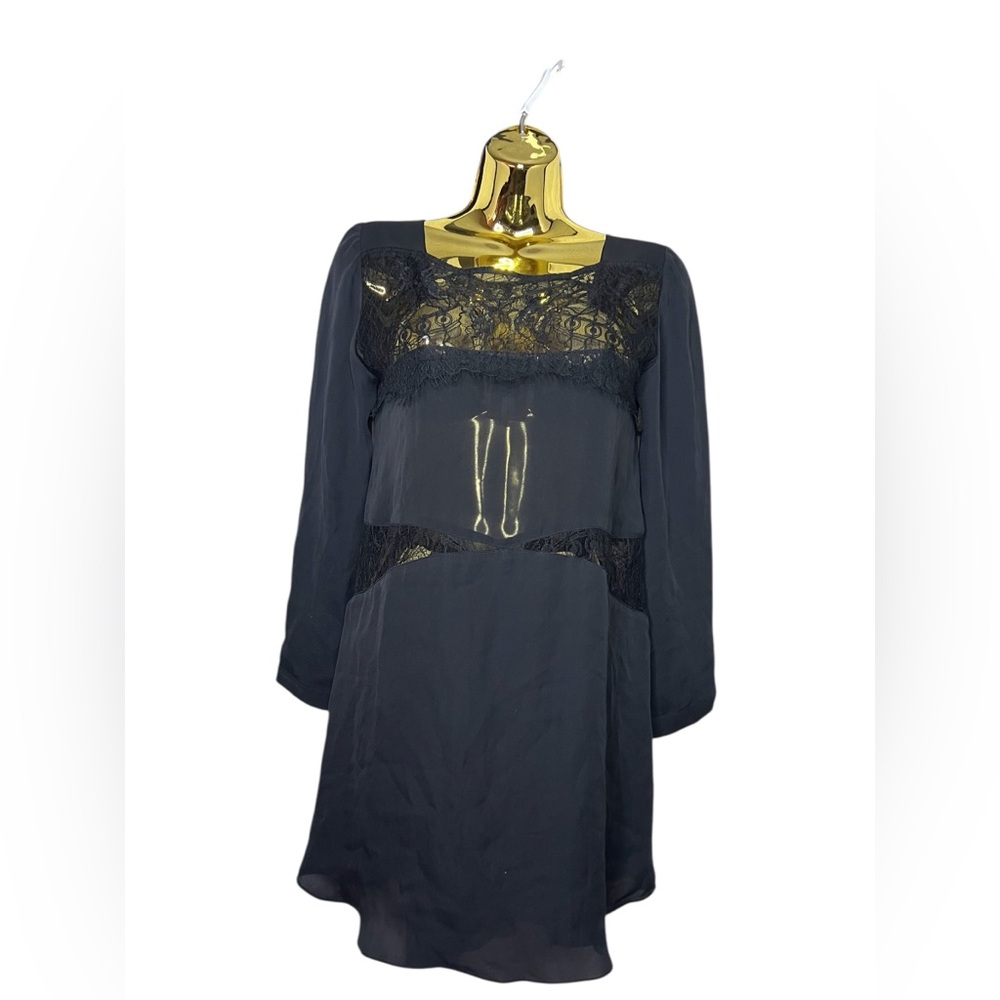 Mason black shift silk lace dress 2 midi witchy whimsygoth